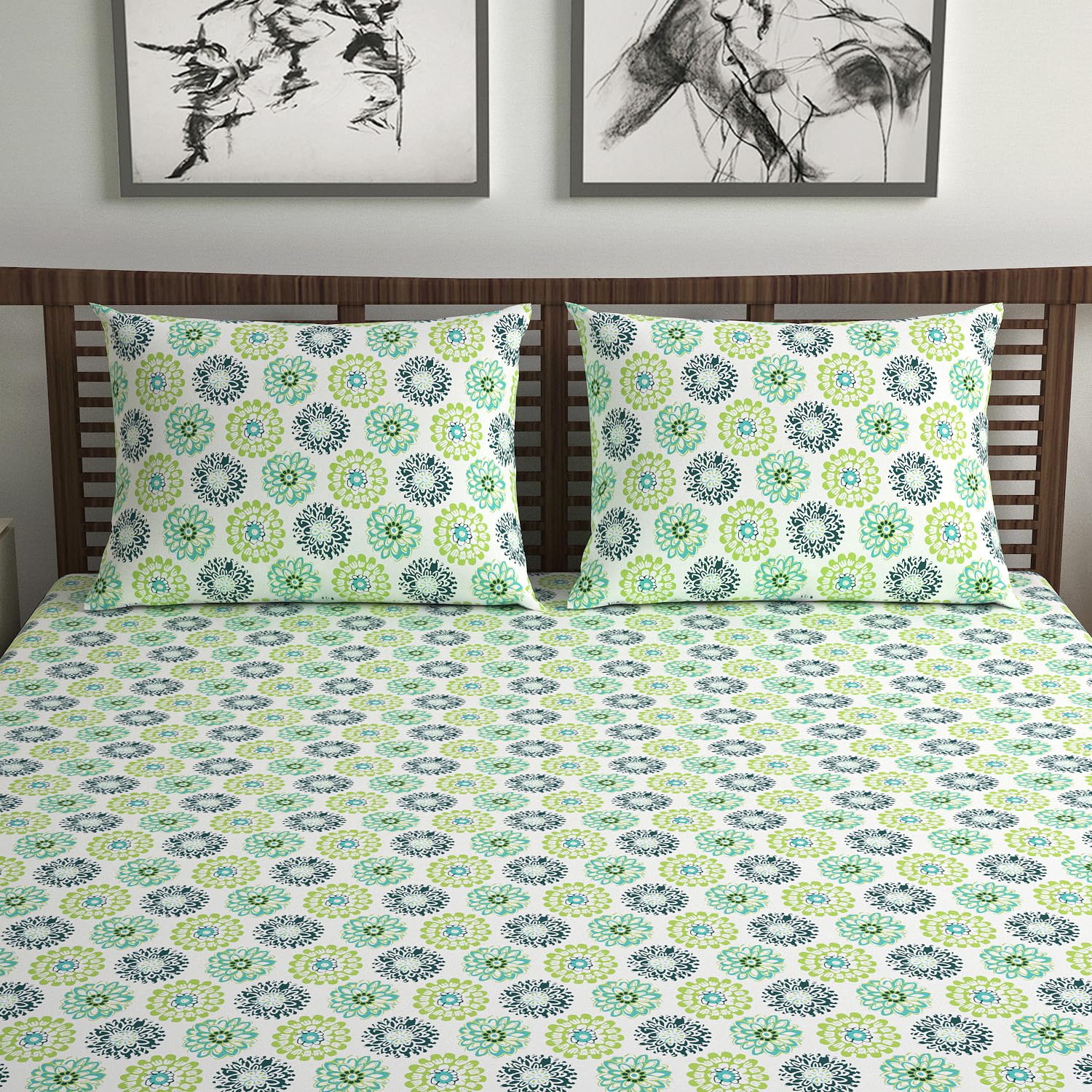 100% Pure Cotton Double Bedsheet For Queen With 2 Pillow Covers - 87 X 100 Inches, Multicolor | Soft & Durable For Everyday Use & Bedroom - All Season Comfort