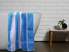 Kuber Industries Cotton Bath Towel 500 Gsm (Blue & White) - 2 Pieces