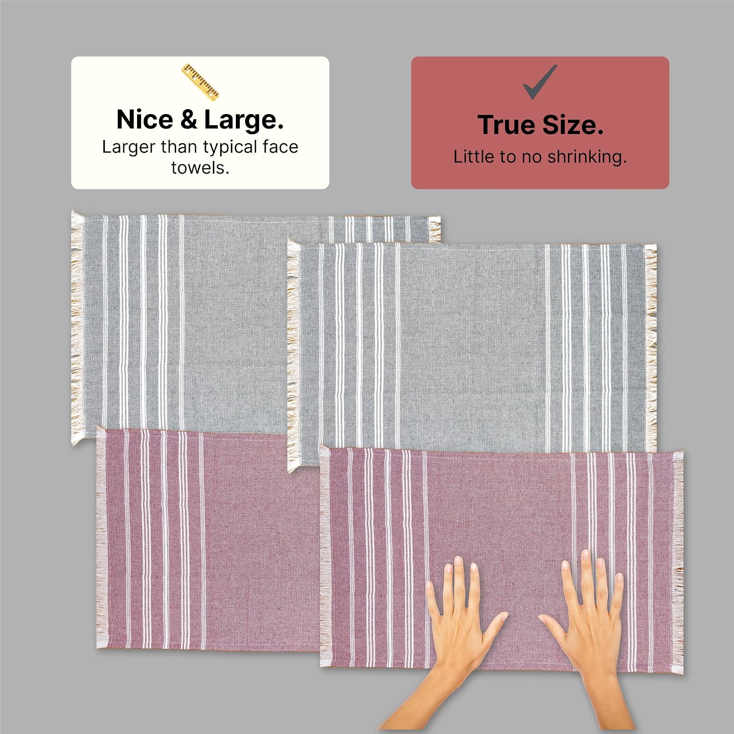 Indihaus Premium Cotton Hand Towel 310 Gsm | Soft, Absorbent, Multi-Purpose Towel Set | Earthy Crimson & Slate Grey (Set Of 4)
