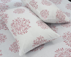 1 Single Bedsheet With 1 Pillow Cover | Durable & Long Lasting Fabric, Easy Hand & Machine Wash | Size - 55 X 88 Inches, White & Mauve