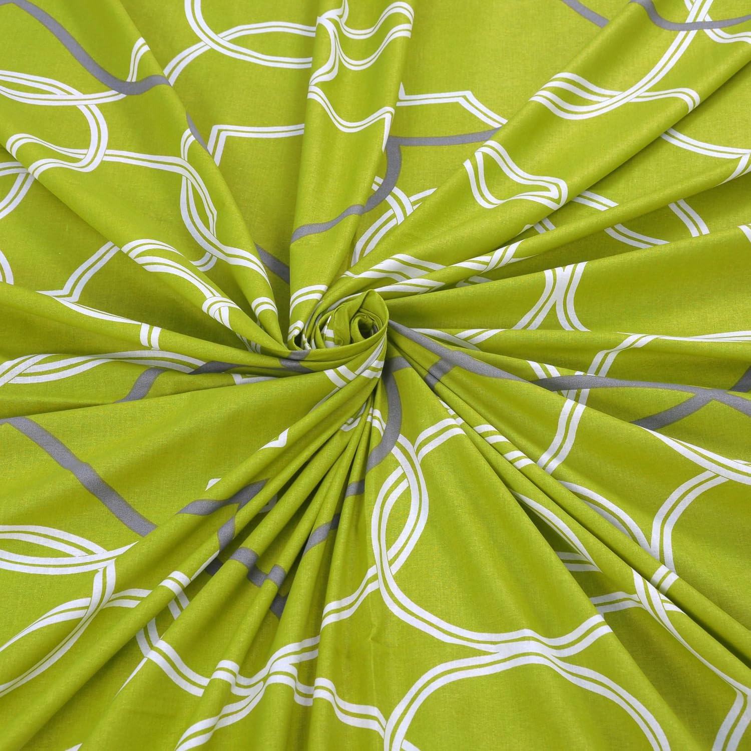 Elastic Fitted Bedsheet For Single Bed Pure Cotton With 1 Pillow Cover | 36 X 78 Inches, Light Green & Grey | Lightweight, Soft, & Comfortable