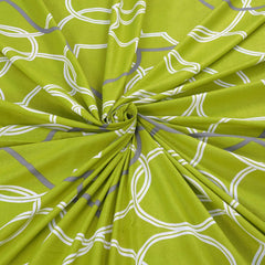 Elastic Fitted Bedsheet For Single Bed Pure Cotton With 1 Pillow Cover | 36 X 78 Inches, Light Green & Grey | Lightweight, Soft, & Comfortable