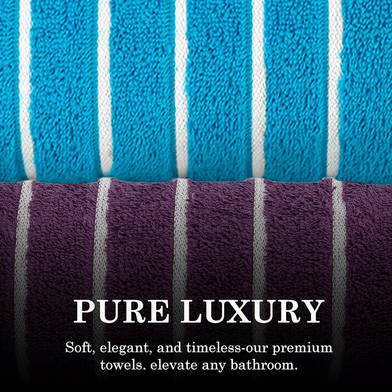 Casa Copenhagen Designed In Denmark Estatic Super Soft 2 Pieces 100% Cotton Large Bath Towel - Teal Blue & Dark Purple