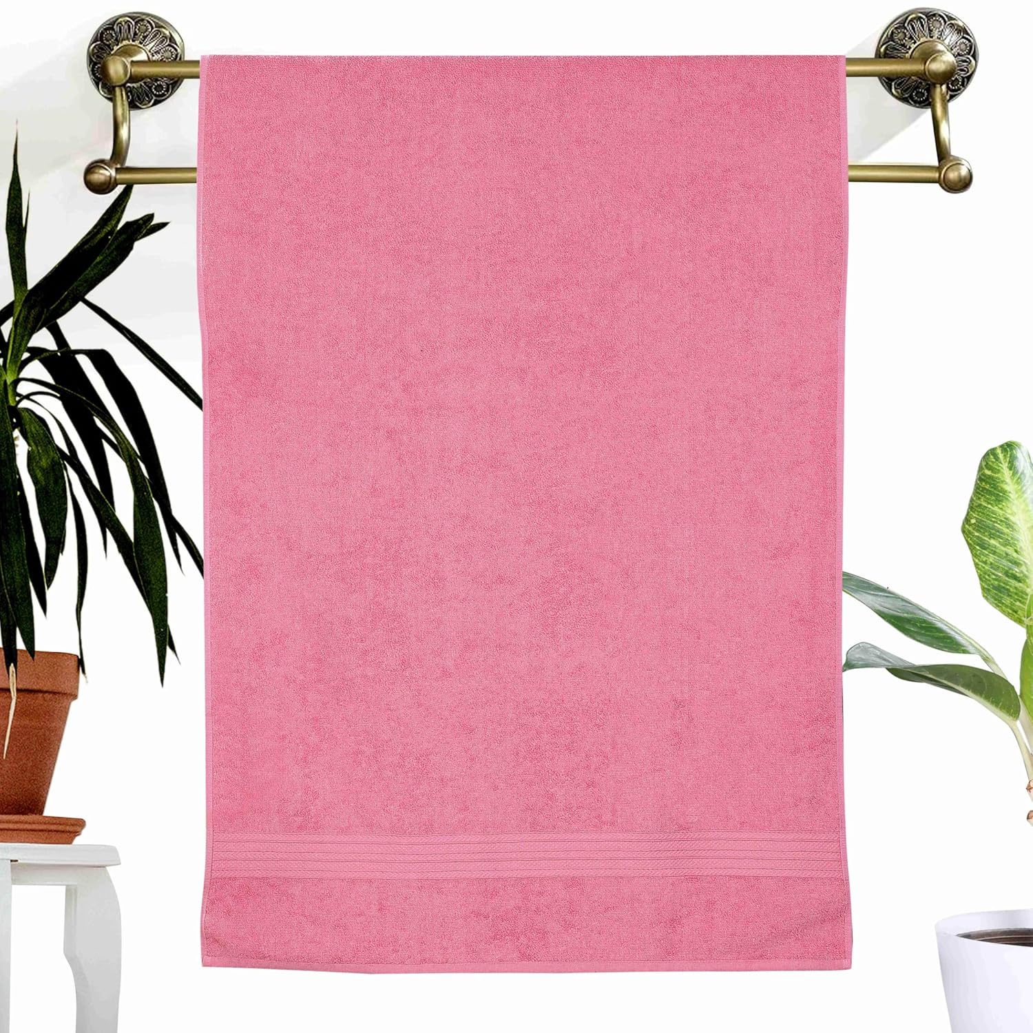 Dreamscape 100% Cotton Bath Towel 1100 Gsm - Set Of 2 (Burgundy & Rose)