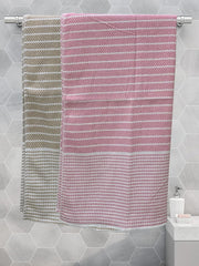 Athom Trendz Living Eco Saviour Premium Cotton Bath Towel 400 Gsm | Amor Beige & Pink- Pack Of 2