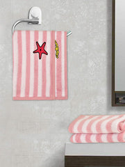 My Milestones 100% Cotton Hand Towel 400 Gsm | Ultra Soft Attractive Embroidery Appliques Cotton Soft, Absorbent Hand Towel Perfect For Face (Set Of 2)- Pink/White