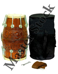 Sheesham Wood Professional Dholak With Carry Bag - Brown | Perfectly Symmetric Round Dholak - Dholak For Festival, Wedding, Satsang | Very Easy To Tune
