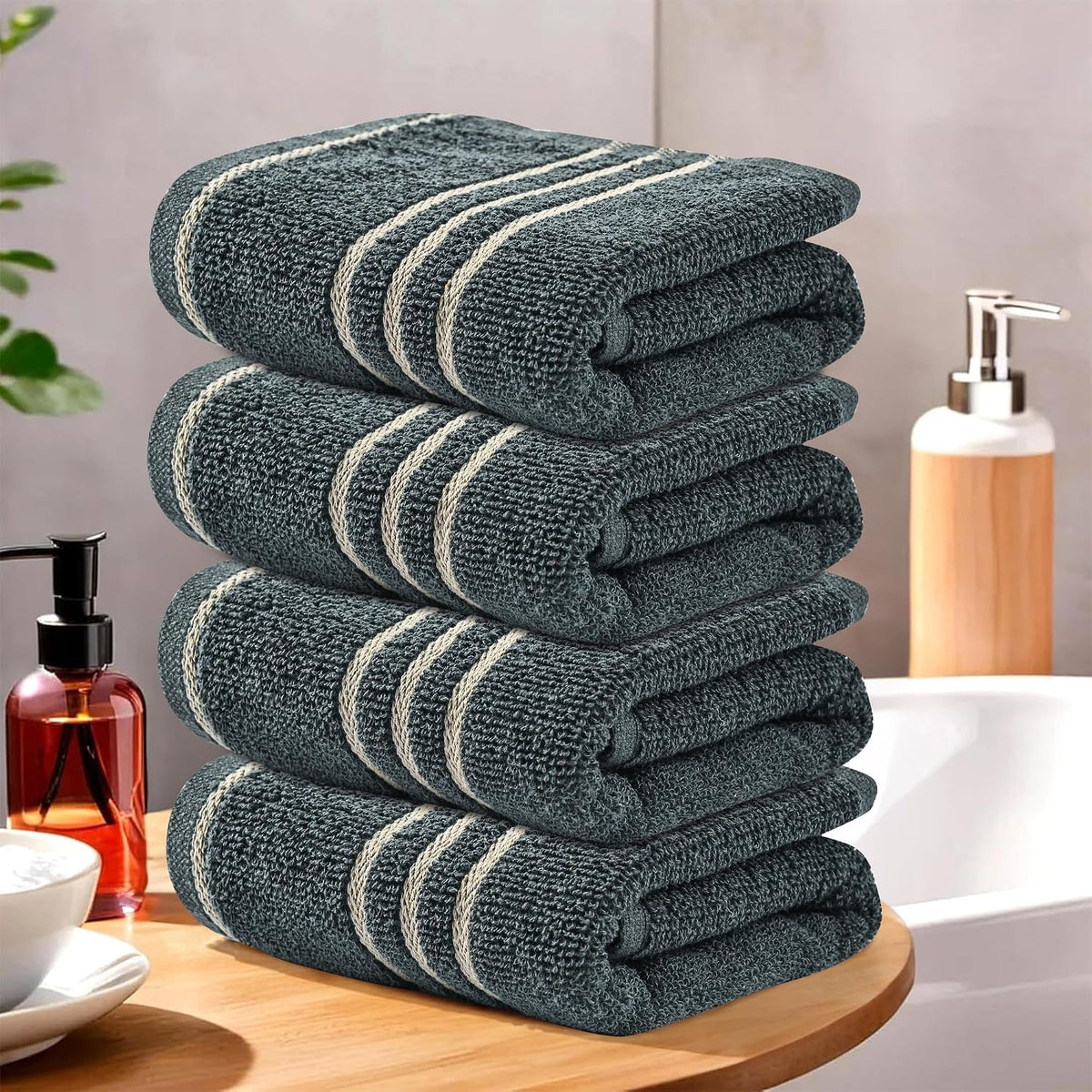 Kuber Industries Soft Cotton Face Towels 300 Gsm | For Men & Women | Easily Washable Pocket Towels & Workout Gym - Dark Grey (Pack Of 4)