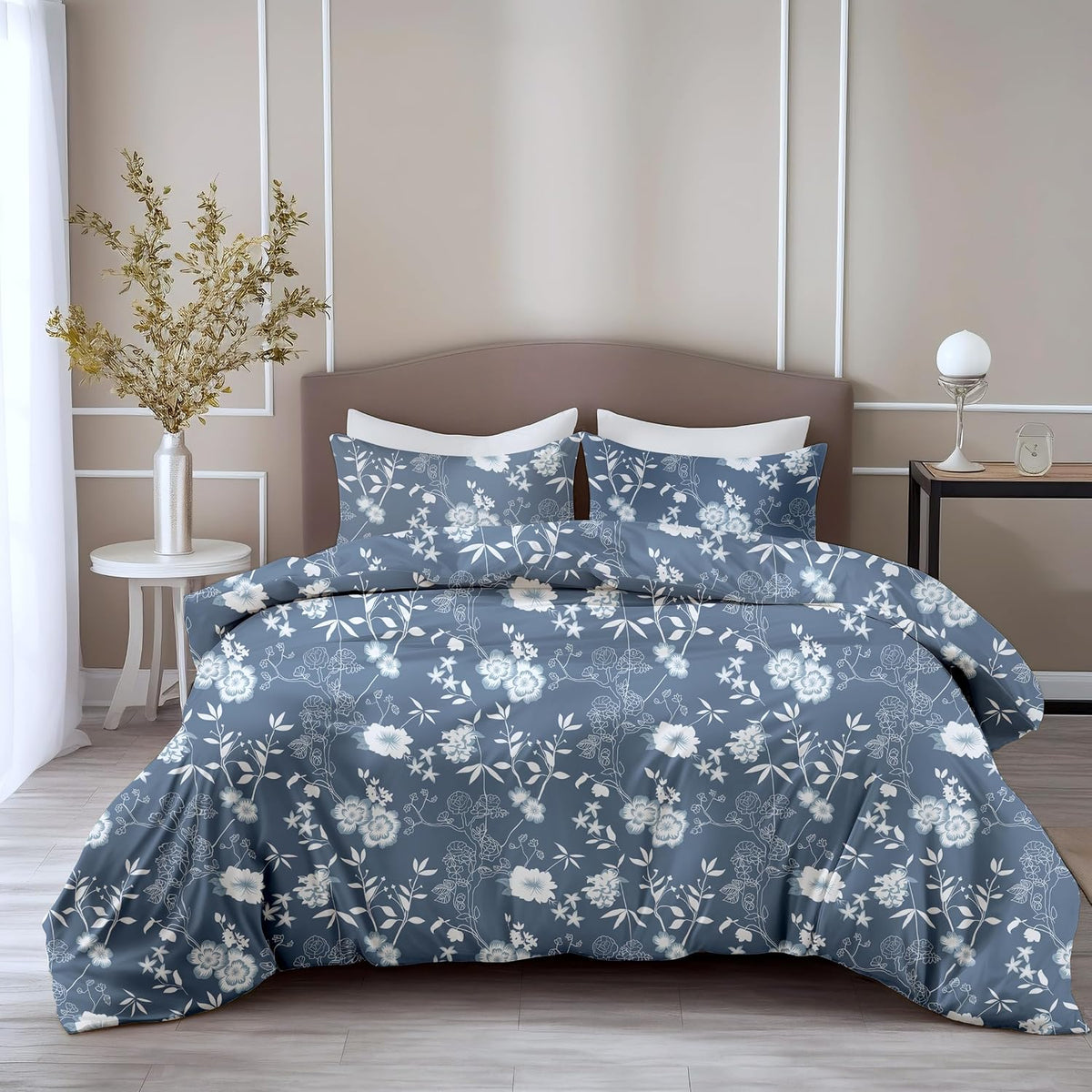 100% Pure Cotton Bedsheet For Double Bed With 2 Pillow Covers - 88 X 90 Inches, Indigo Blue | Soft & Breathable Fabric | Comfortable For Daily Use