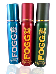 Fogg Majestic + Monarch + Victor Fresh Deodorant Fragrance Body Spray 120ml Each 4 Fl.oz. | For Men