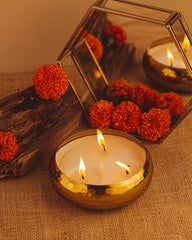 GOLD HAMMERED URLI CANDLE MULTIPLE WICK |CELEBRATION FESTIVE CANDLE LONG BURNING