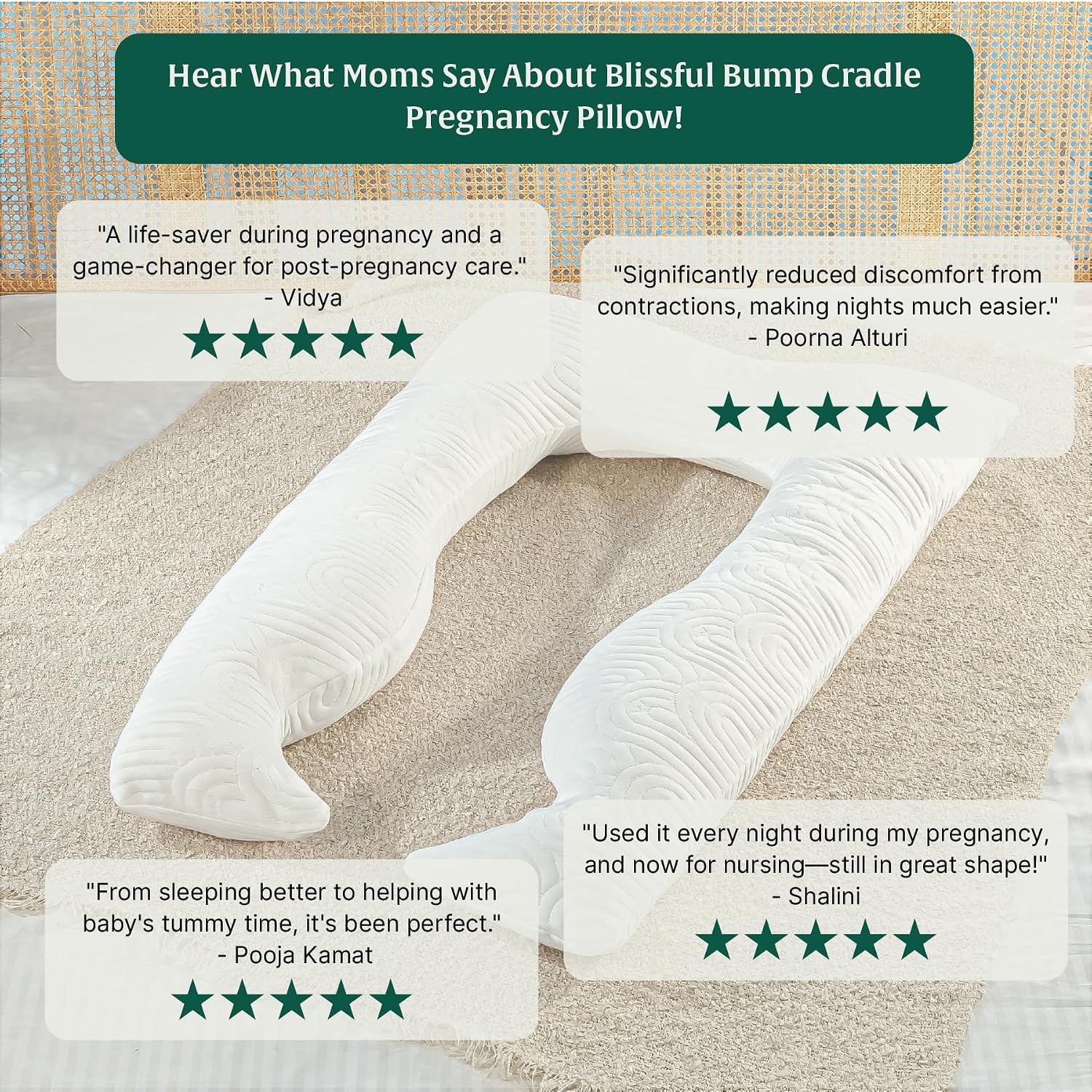 Full Body U Shaped Pregnancy Pillow For Pregnant Women, Belly Support Pillow, White | Maternity Pillow For Pregnancy Sleeping | Gift For Expectant Mother, Easy To Maintain, Washable Cover