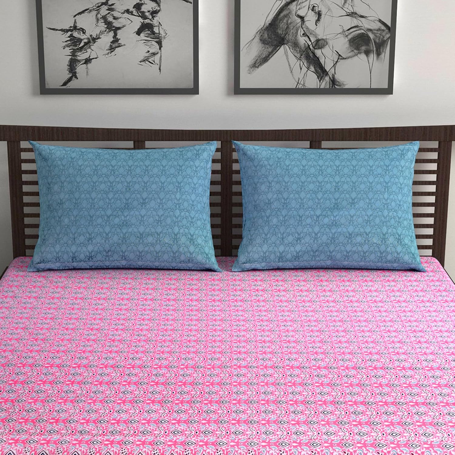 Cotton Double Bedsheet With 2 Pillow Covers - 87 X 100 Inches, Pink | Smooth & Comfortable For Daily Use - All Weather Coziness & Bedroom Style