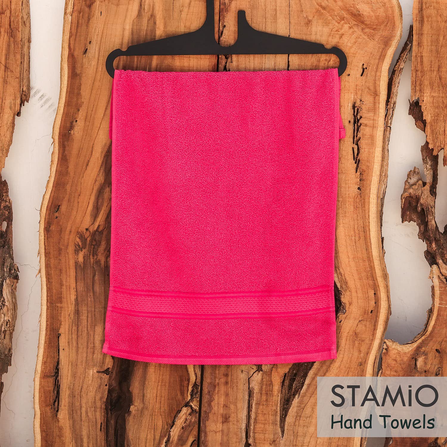 Stamio Cotton Hand Towel 800 Gsm | Soft, Absorbent, Quick Dry, Small Size Towels, Travel Friendly Towel (Magenta) - Set Of 4