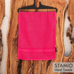 Stamio Cotton Hand Towel 425 Gsm For Men, Women, Home Use, Gym, Wash Basin | Soft, Absorbent, Quick Dry, Small Size Towels, Travel Friendly (Magenta) - Set Of 6