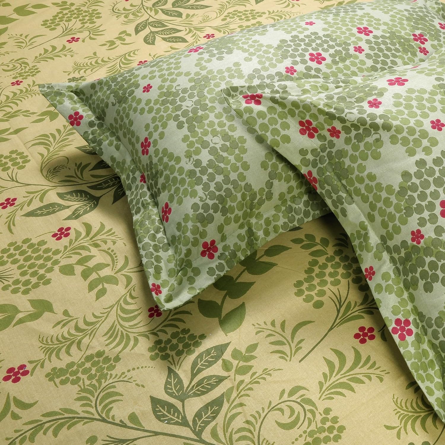 Cotton Single Bedsheets With 1 Pillow Covers - 55 X 88 Inches, Light Green | Ideal For House - Bedroom, Guest Room, Perfect Gift For Festivals