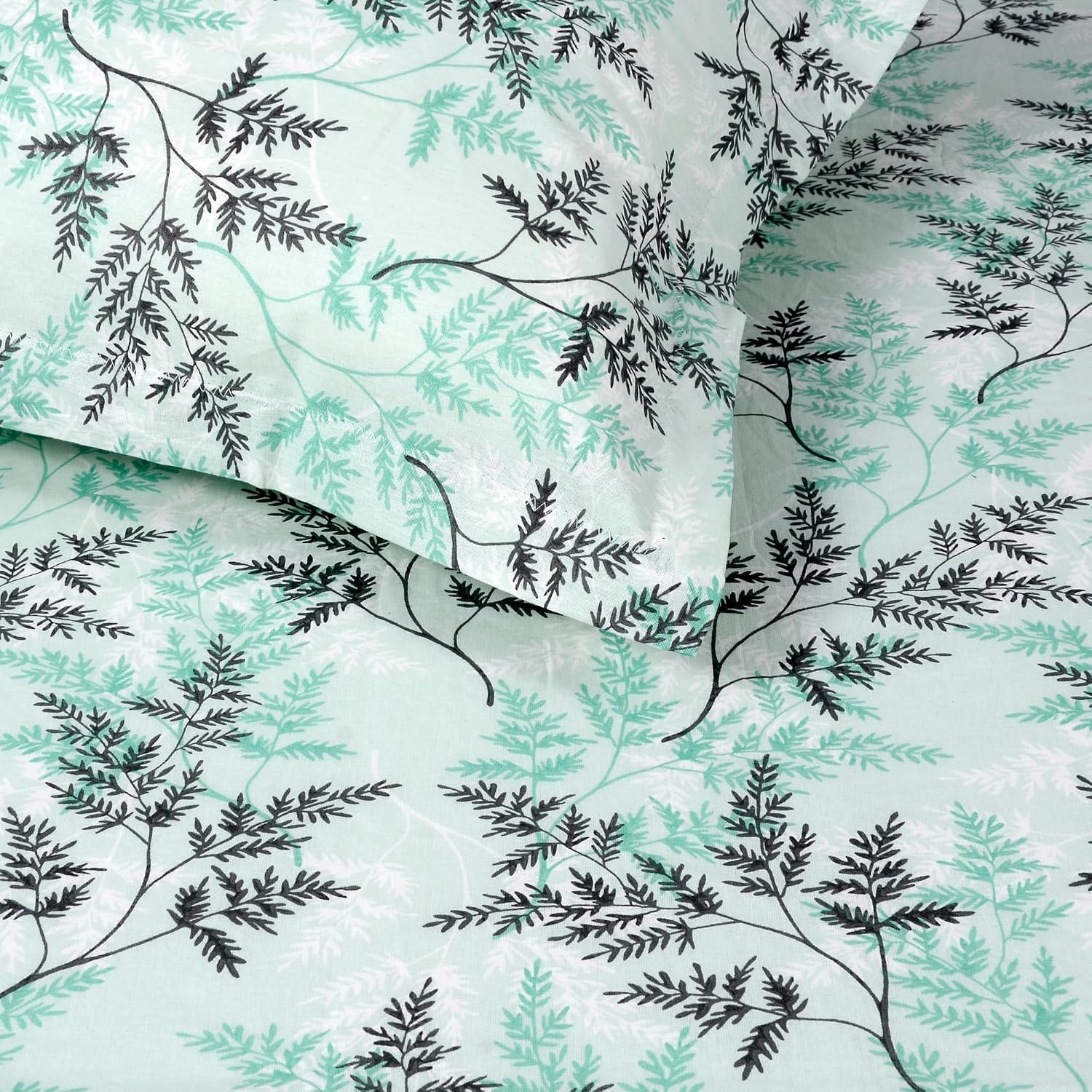 1 Single Bedsheet With 1 Pillow Cover - 57 X 87 Inches, Aqua Mist | Skin Friendly Fabric For Everyday Use - Soft, Breathable & Comfortable Sleeping