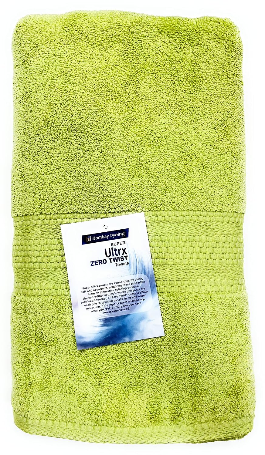 Bombay Dyeing Ultrx 100% Cotton Large Size Premium Bath Towel 650 Gsm - Green