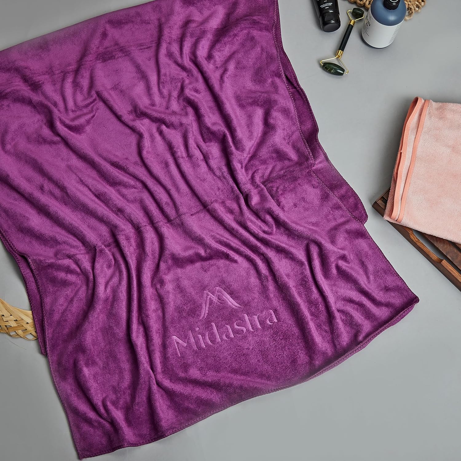 Midastra Microfiber Bath Towel 500 Gsm | Fast Drying, Extra Soft & Absorbent, Perfect for Home, Gym, Travel Bath Towel (Wine)