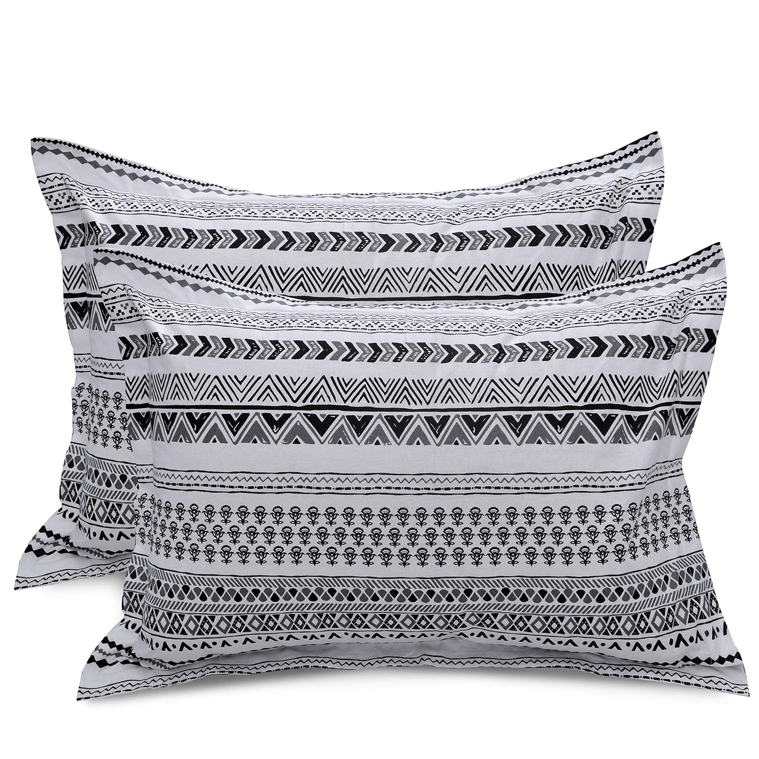White & Black King Size Bedsheet With 2 Pillow Covers - 110 X 108 Inches | Cotton Bed Sheets Are Easy To Wash And Maintain At Home