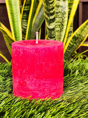 3 INCH ROSE RUSTIC PILLAR CANDLE | BURNING TIME 8 HOURS | BEST FOR RESTAURANTS