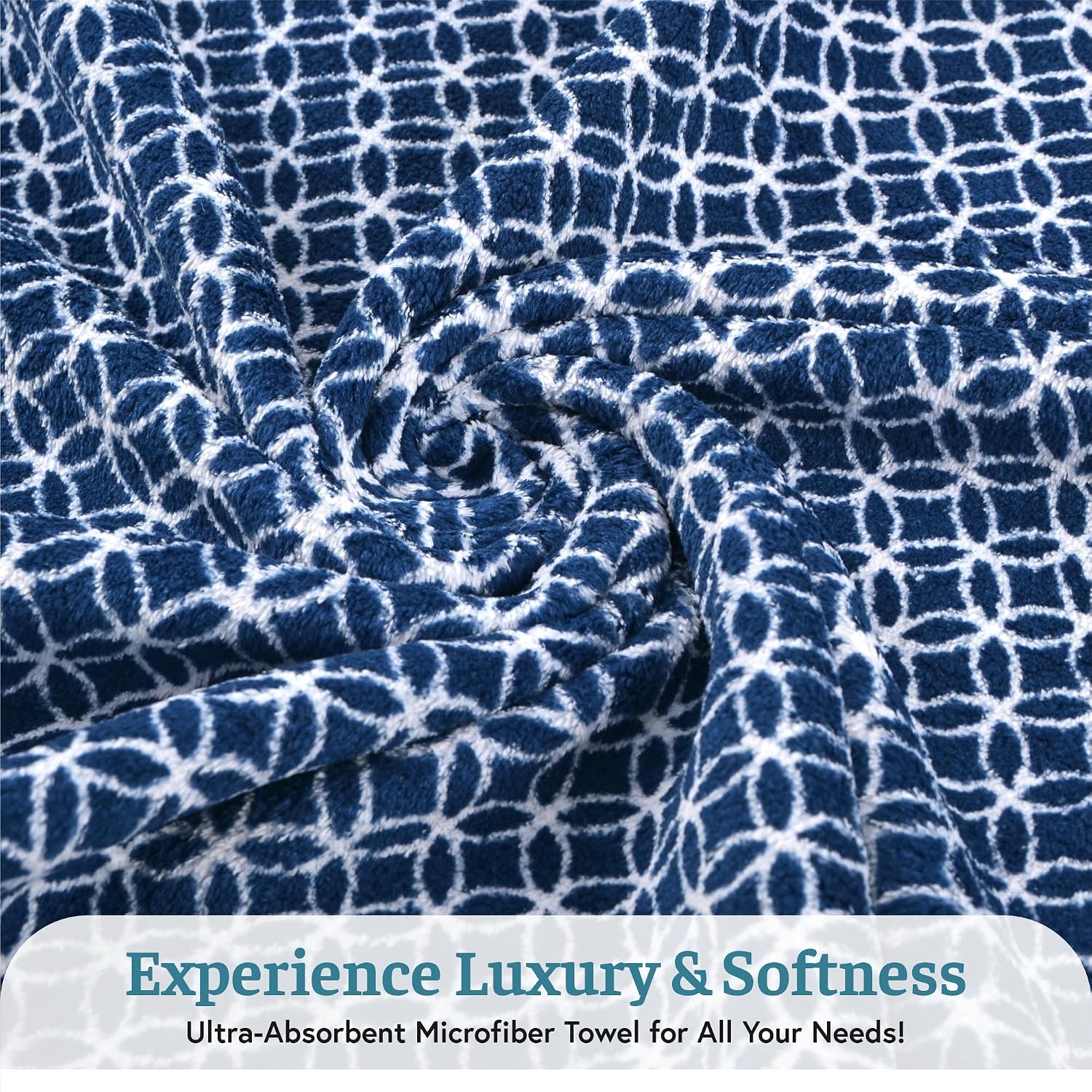 Kuber Industries Microfiber Bath Towel 2100 Gsm | Large Size Soft Quick Dry & Absorbent Shower Bath Towel (Circle - Blue)- Pack Of 6