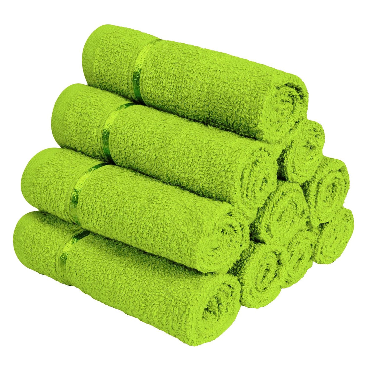 Story@Home 100% Cotton Face Towel 450 Gsm (Pack Of 10)- Green