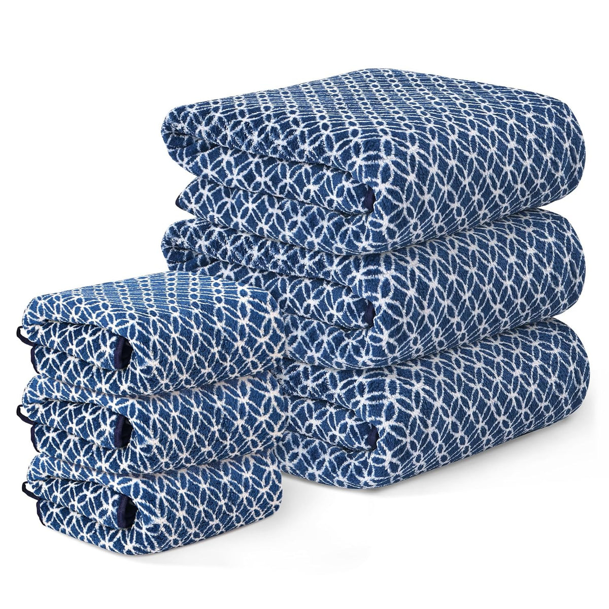 Kuber Industries Cotton Bath & Hand Towels 2000 Gsm | Quick Absorbent Easily Washable For Men & Women Workout Gym Napkins For Men - Blue (Pack Of 6)