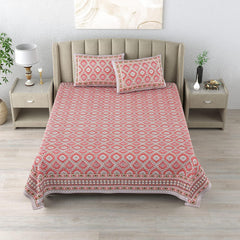 Hand Printed Cotton Bedsheet For King Size With 2 Pillow Covers | 90 X 108 Inches, Maroon | Ultra-Soft & Skin-Safe | Breathable Summer Comfort