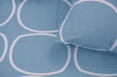 Cotton Bedsheet For Double Bed With 2 Pillow Covers - 88 X 96 Inches, Blue & White | Good For Guest Houses, & Daily Home Use