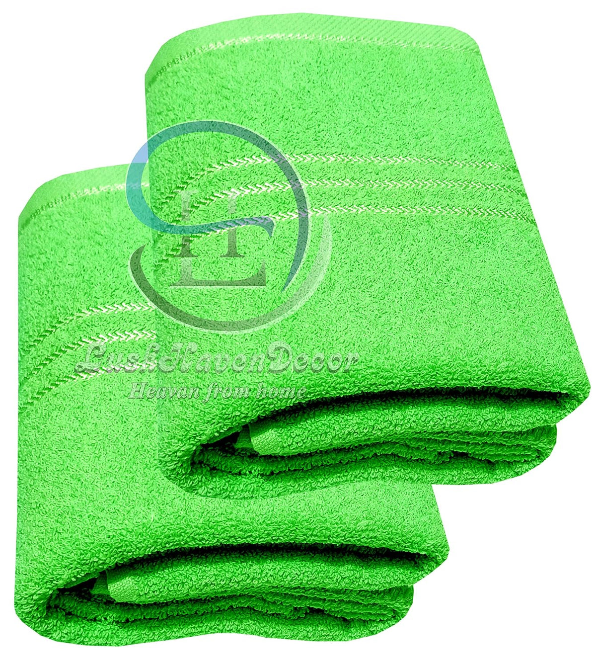 Lush Haven Decor Extra Large Big Men Bath Towel 1000 Gsm | 100% Pure Cotton Full Size Xxxl Ultra Soft, Absorbent & Quick Dry Towel (Green) - Pack Of 2