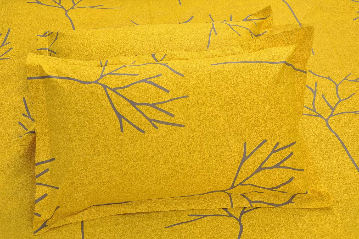 Single Bedsheet With 1 Pillow Cover - 55 X 88 Inches, Yellow | Soft & Comfortable Sleep Experience | Machine Wash In Cold Water
