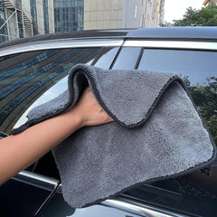 Detachi Dual Sided Microfiber Cloth 200 Gsm | Thick Lint & Streak-Free Multipurpose Cloths | Absorbent Extra Thick Plush Towel For Cleaning, Washing & Drying - Grey (1 Pcs)