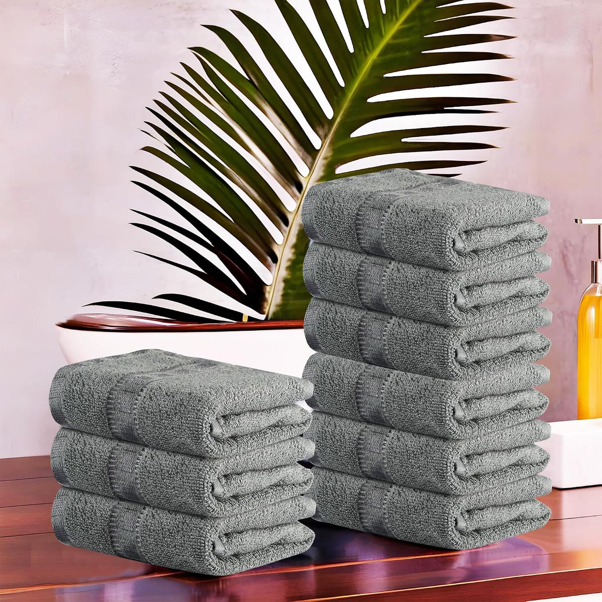Kuber Industries Cotton Face Towel 1800 Gsm | Workout Gym Napkins Hand Towel For Men & Woman Quick-Drying Napkins -Grey (Pack Of 9)