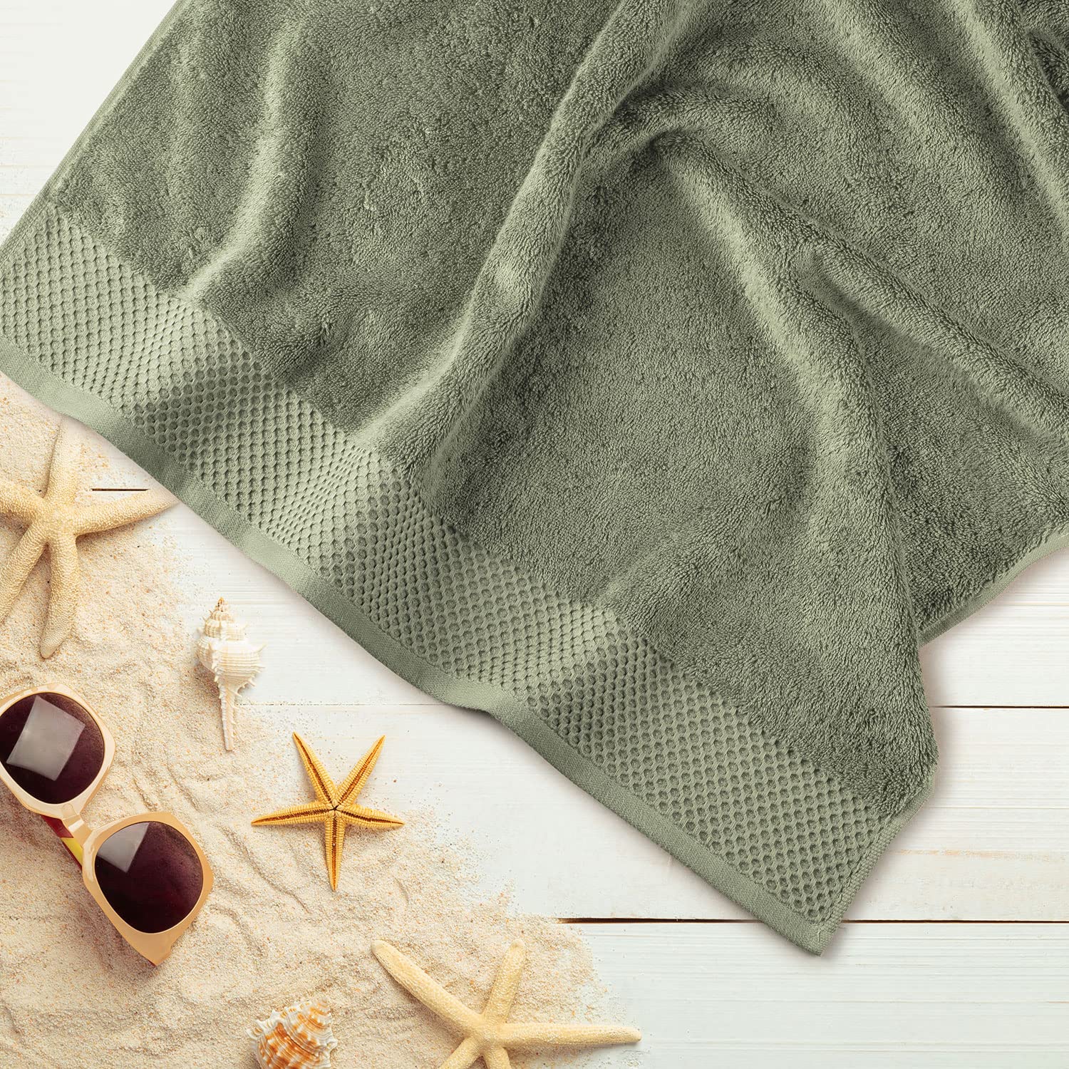 Spread Spain Bath Towels 800 Gsm | Micro Modal Large Size Super Absorbent & Soft Bath Towel (Green)