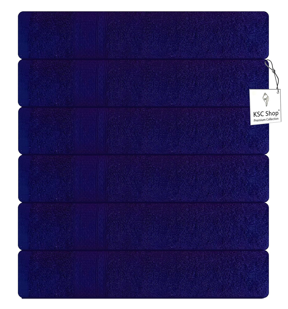 Ksc Shop Royal Cotton Hand Towel 750 Gsm - Set Of 6 (Navy Blue)