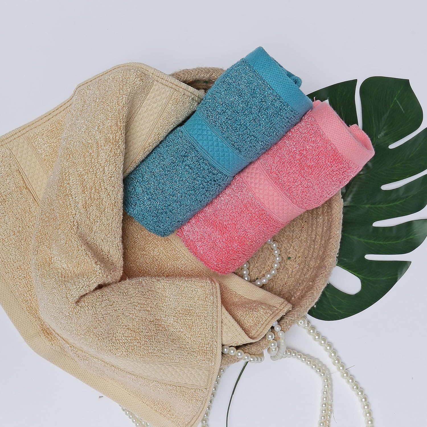 Velve 100% Bamboo Face Towel 600 Gsm | 2x Softer & Absorbent Than Cotton Towels | Skin Friendly With Non-Toxic Colors (Teal, Pink & Beige)- Pack Of 3