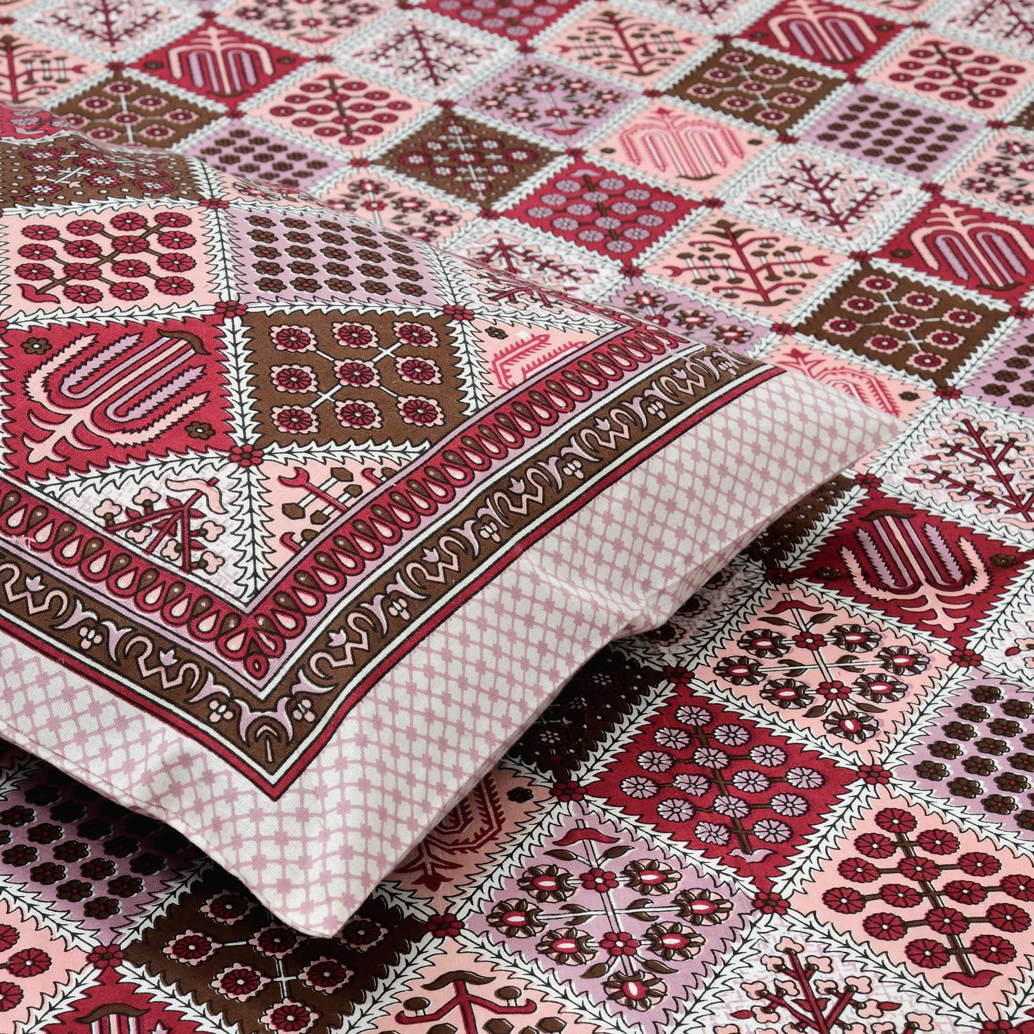 100% Cotton King Size Bedsheet With 2 Matching Pillow Covers - 90 X 108 Inches, Multicolor | Designer Printed Bedsheet Set - Naturally Soft, Breathable, & Skin-Friendly