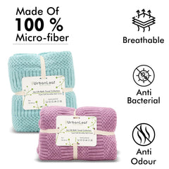 Urbanleaf Microfiber Large Bath Towel 300 Gsm | Quick Dry Super Absorbent Bath Towel For Men & Women | Pack Of 2 (Light Green & Purple)