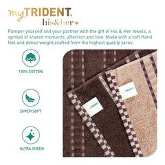 Mytrident 100% Cotton Bath Towel 1200 Gsm (Peach & Brown) - 2 Piece