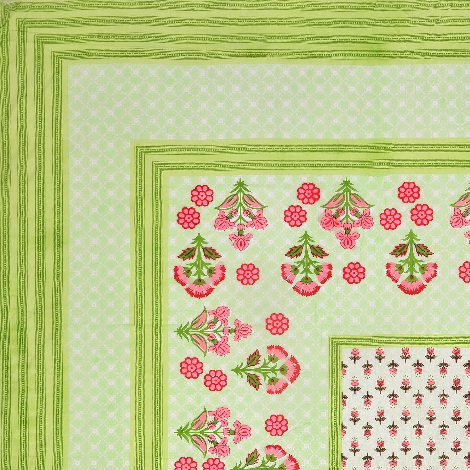 Suitable For King Size Bedsheet With 2 Pillow Cover - 90 X 108 Inches, Red & Green | Soft, Breathable & Skin-Friendly Feel For Year-Round Comfort