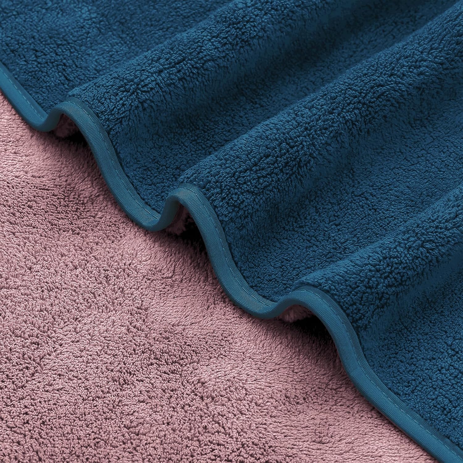 Story@Home Bath Towels 400 Gsm Large Size | Gym Towel Perfect For Everyday Use - Navy Blue & Peach (Set Of 2)
