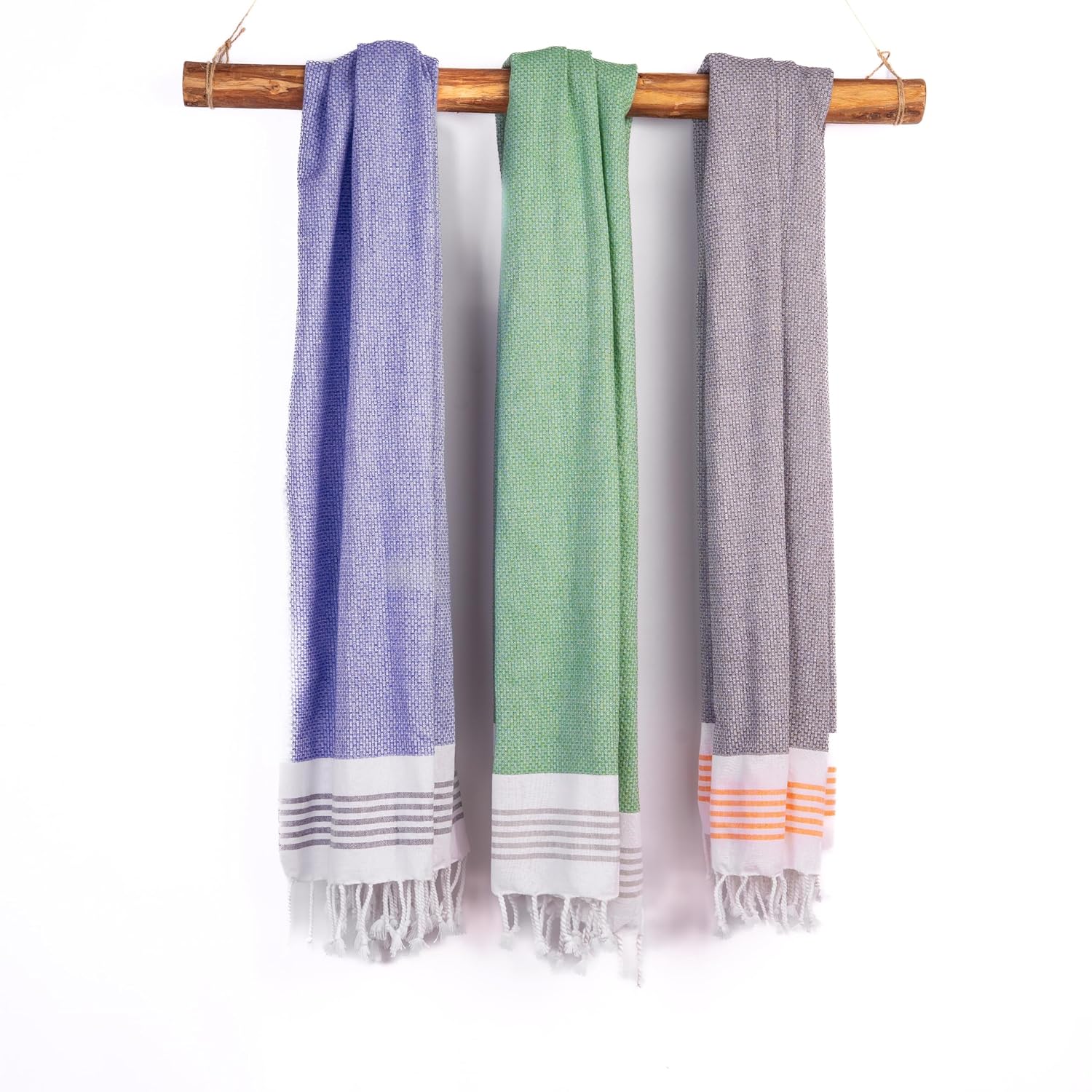 Haber Premium Light Weight 100% Cotton Bath Towel 750 Gsm | Unique Micro Waffle Texture For Active Feel, Quick Absorption & Faster Drying Towel (Blue, Crimson & Green)- Pack Of 3