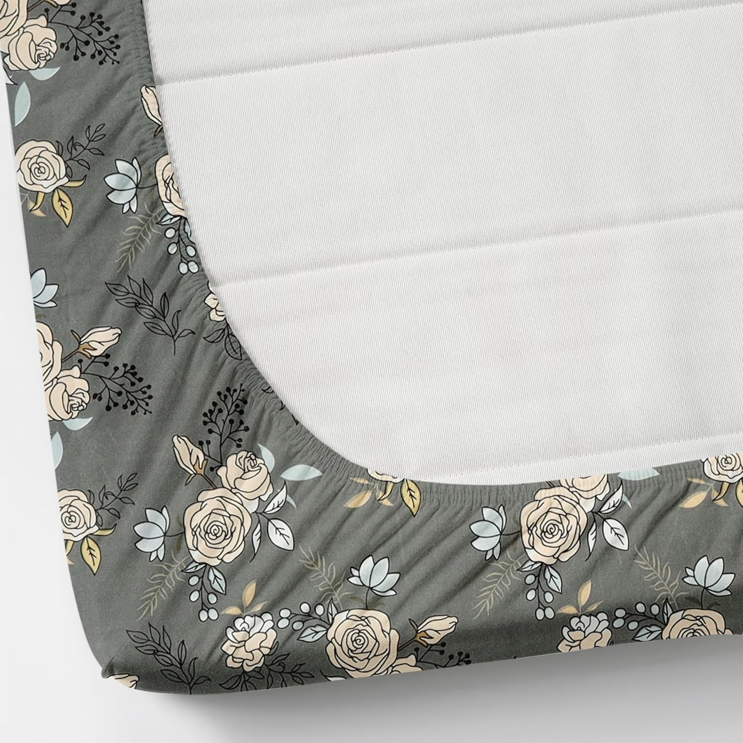 Printed Double Bedsheet With 2 Pillow Cover - 72 X 78 X 6 Inches, Dark Grey | All Around Elastic Fitted Bedsheet | Super Soft Polycotton With 200 Thread Count