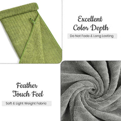 Urbanleaf Microfiber Large Bath Towel 644 Gsm | Quick Dry Super Absorbent Bath Towel For Men & Women | (Green & Grey Stripe)