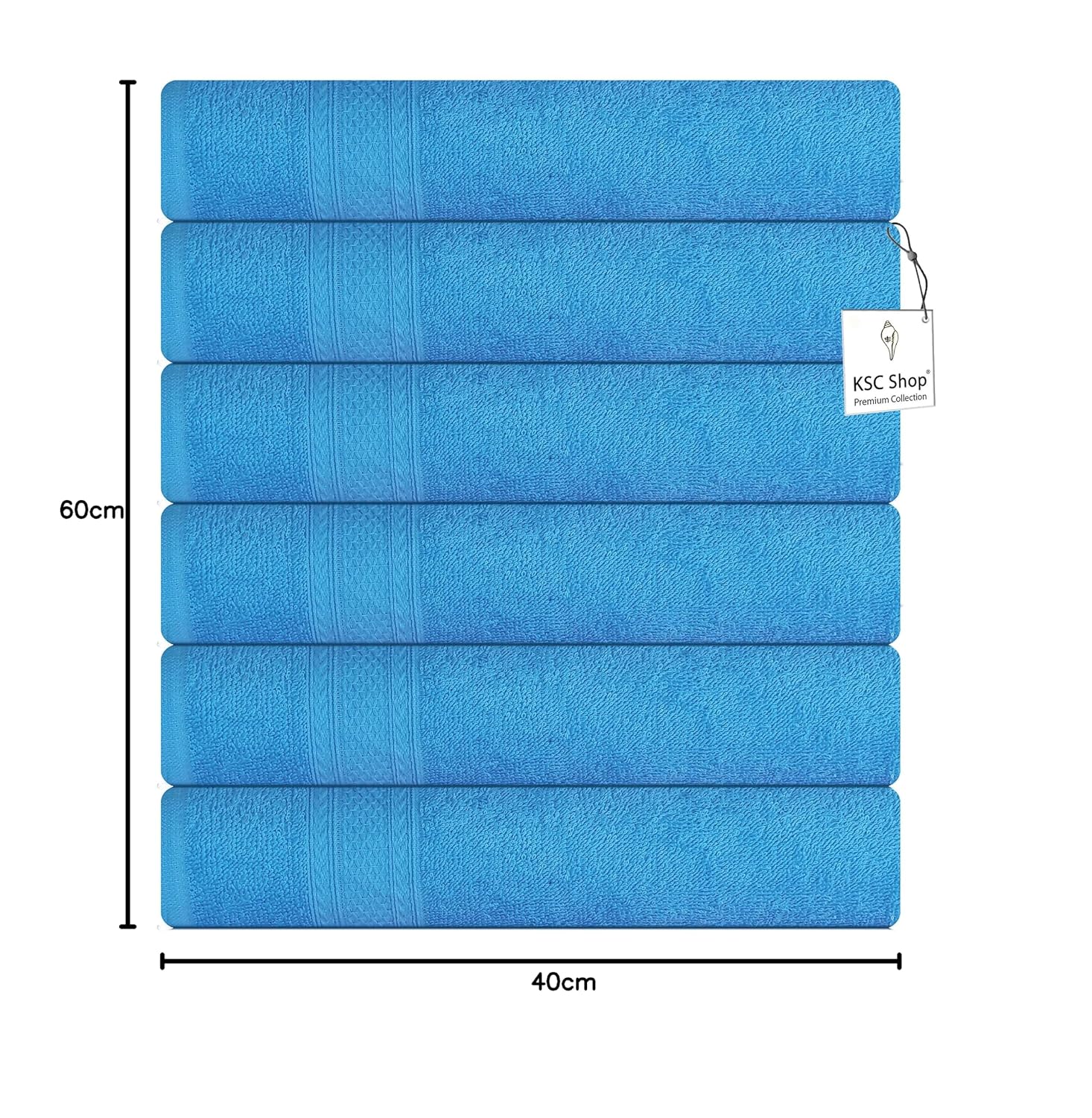 Ksc Shop Royal Cotton Hand Towel 750 Gsm - Set Of 6 (Sky Blue)