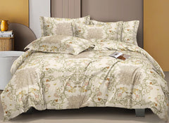 1 King Size Comforter With 1 King Size Flat Bedsheet & 2 Pillow Cover - (90x100 Inch) Desert Ivory | Perfect Gifts Set Wedding, Anniversary - 4 Pcs Bedding Set