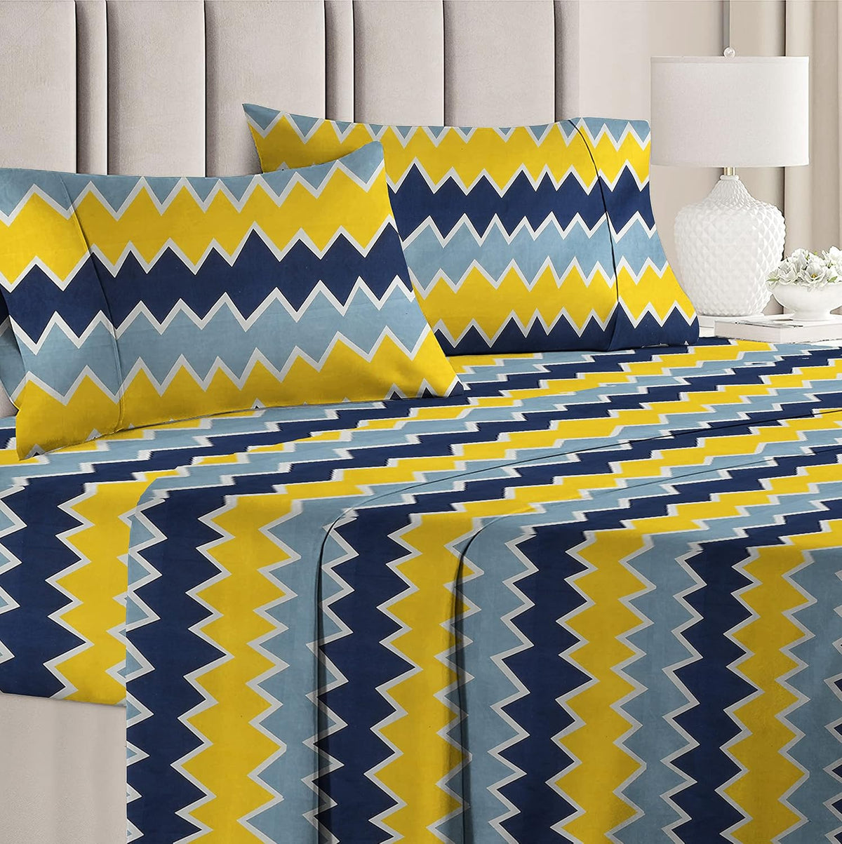 Double Bedsheet With 2 Pillow Covers - 88 X 90 Inch, Multicolor | 144 TC Super Soft Microfiber-Lightweight & Breathable, Wrinkle Free Bedsheet