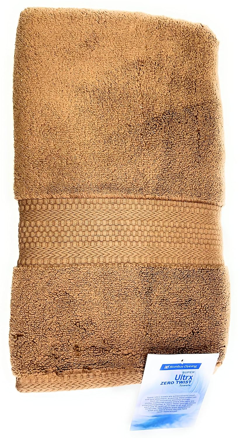 Bombay Dyeing Ultrx 100% Cotton Large Size Premium Bath Towel 650 Gsm - Brown