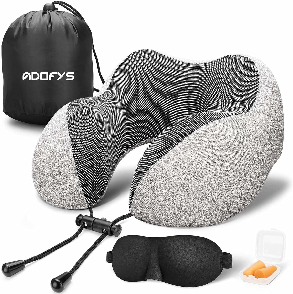Travel Pillow Premium Memory Foam, Comfortable & Supportive Neck Pillow, Grey | Medium Size, Pain Relief Sleeping Neck Pillows For Travel, Airplane Pillow For Sleeping, Car, Office, Home
